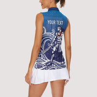 Samoa Manuia le Aso Tuto'atasi Siapo Motif Women Sleeveless Polo Shirt Warrior with Nifo Oti