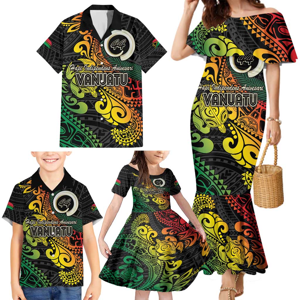 Vanuatu 44 Yia Indipendens Anivesari Family Matching Mermaid Dress and Hawaiian Shirt Curve Style