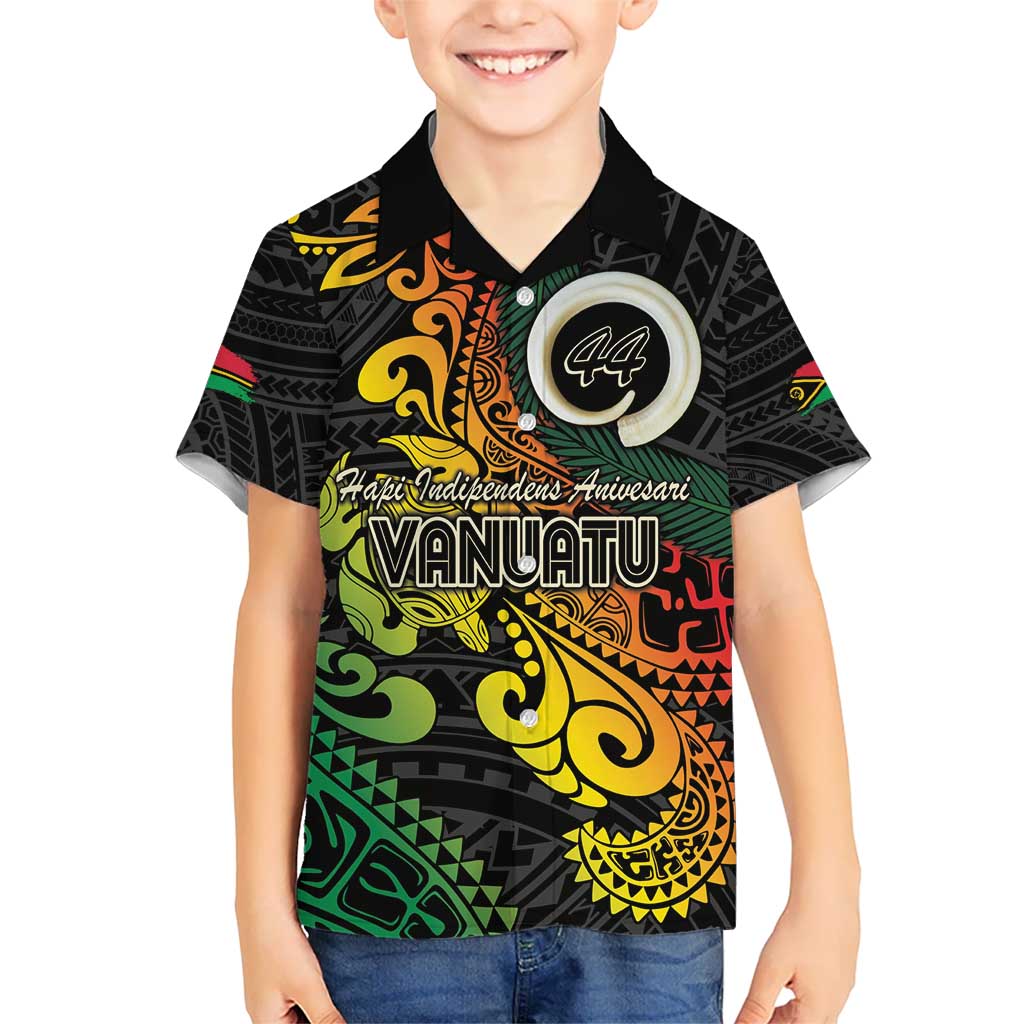 Vanuatu 44 Yia Indipendens Anivesari Kid Hawaiian Shirt Curve Style