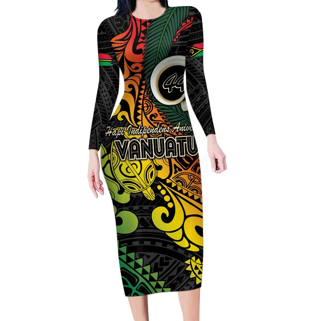 Vanuatu 44 Yia Indipendens Anivesari Long Sleeve Bodycon Dress Curve Style