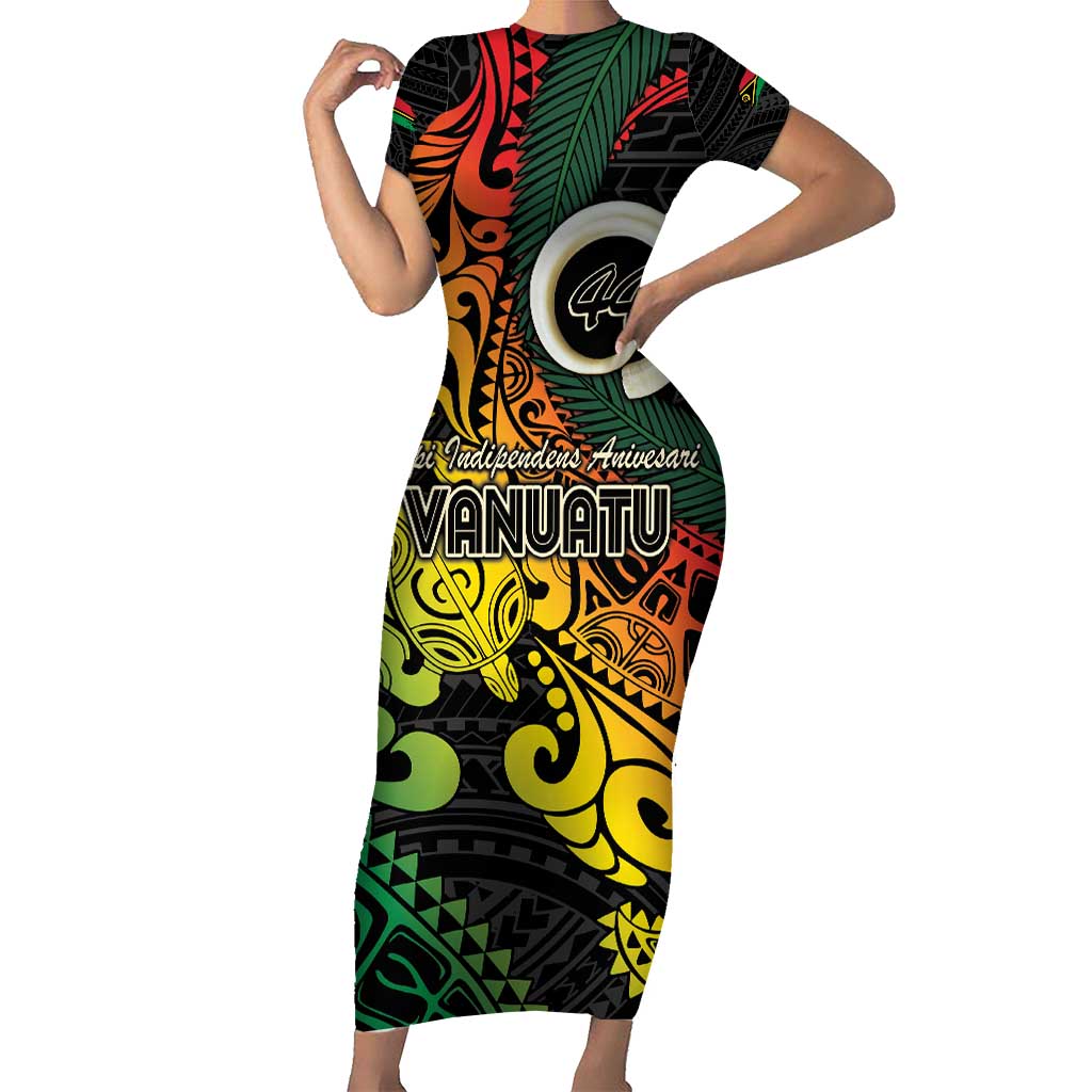 Vanuatu 44 Yia Indipendens Anivesari Short Sleeve Bodycon Dress Curve Style
