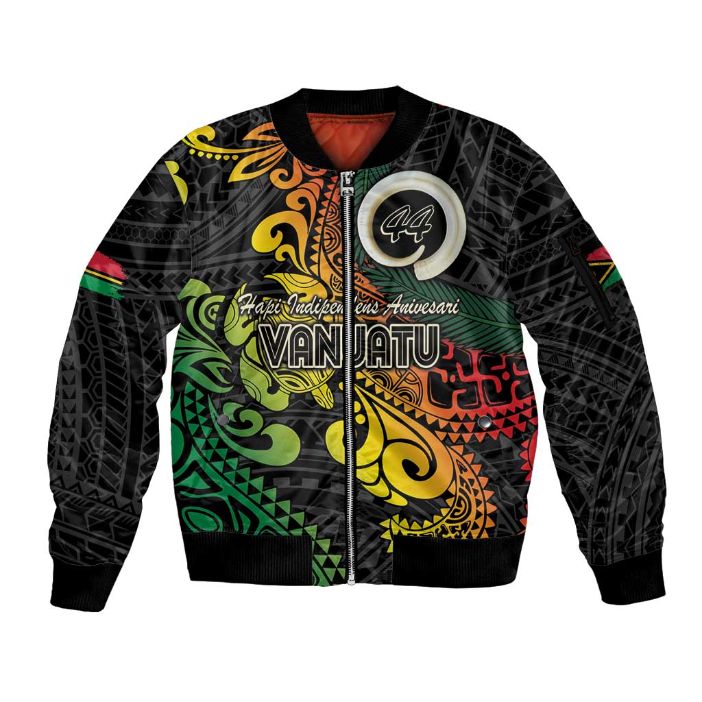 Vanuatu 44 Yia Indipendens Anivesari Sleeve Zip Bomber Jacket Curve Style