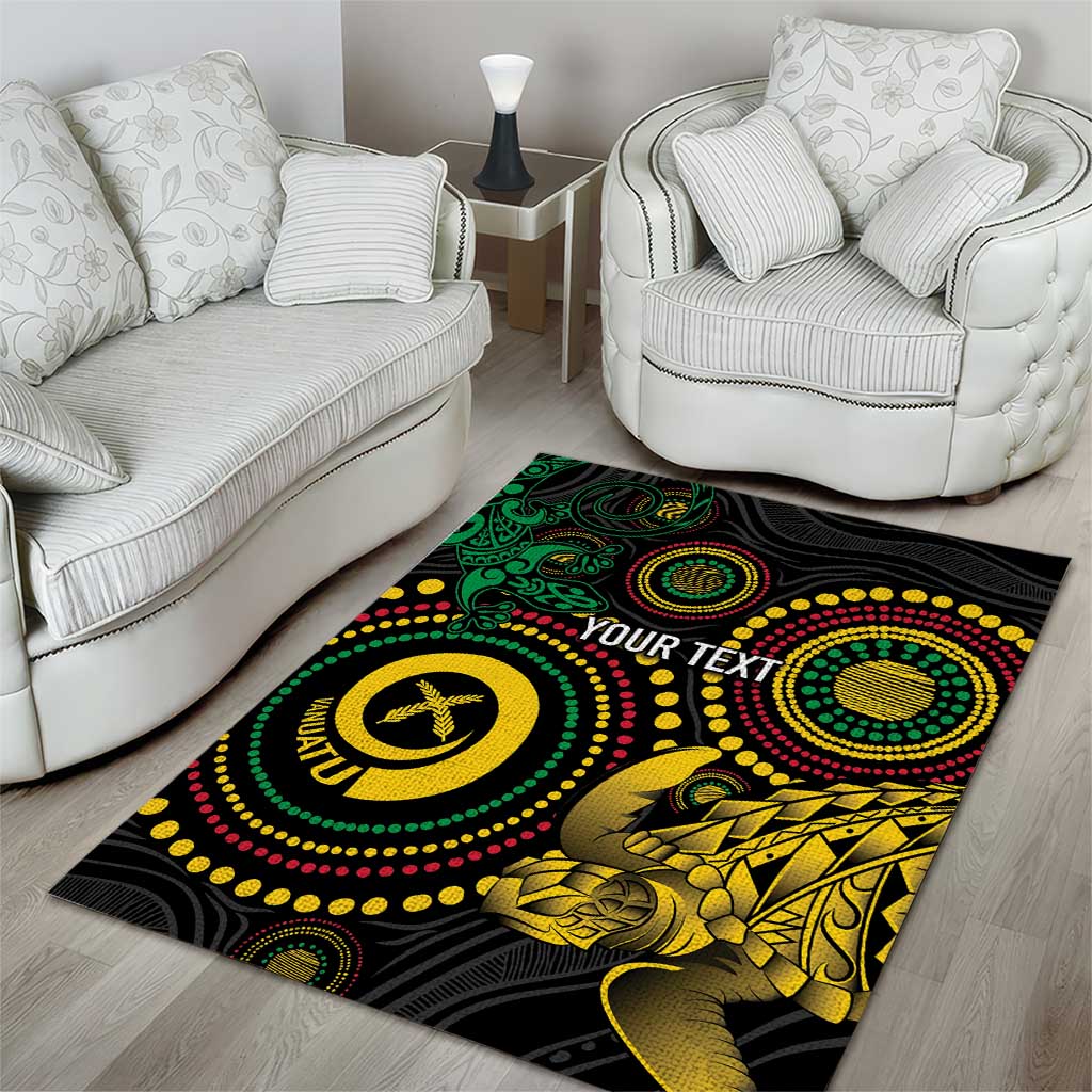 Vanuatu Personalized Aboriginal Arts Area Rug Turtle and Iguana Special - Polynesian Pride
