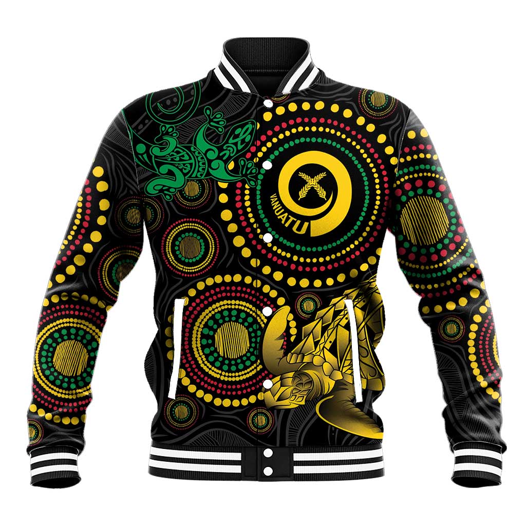 Vanuatu Personalized Aboriginal Arts Baseball Jacket Turtle and Iguana Special LT7 Unisex Colorful - Polynesian Pride
