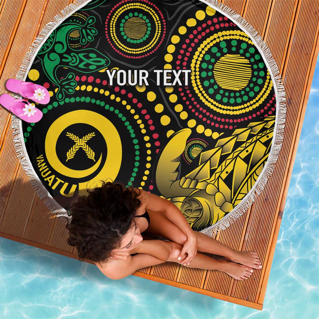 Vanuatu Personalized Aboriginal Arts Beach Blanket Turtle and Iguana Special LT7 - Polynesian Pride