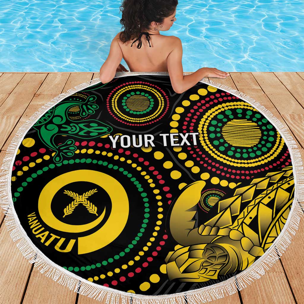 Vanuatu Personalized Aboriginal Arts Beach Blanket Turtle and Iguana Special LT7 - Polynesian Pride