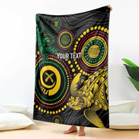 Vanuatu Personalized Aboriginal Arts Blanket Turtle and Iguana Special - Polynesian Pride