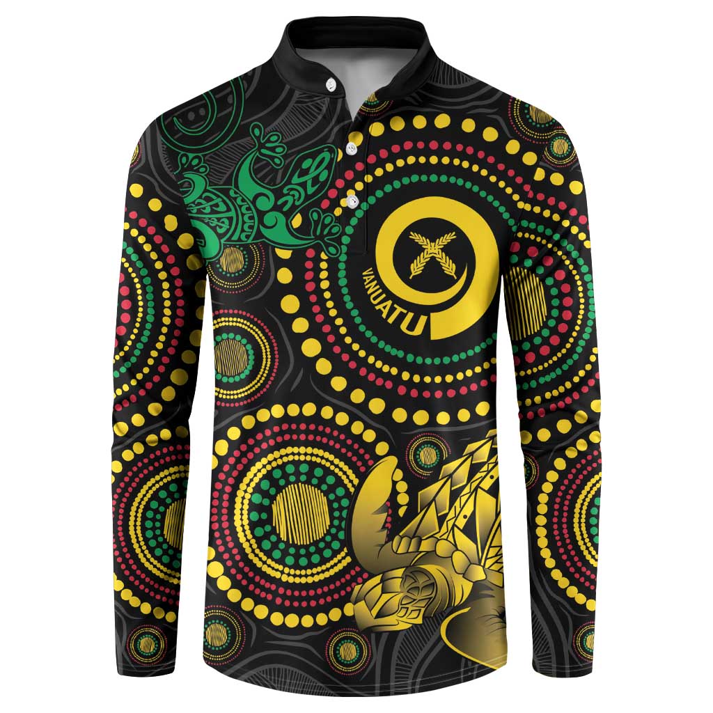 Vanuatu Personalized Aboriginal Arts Button Sweatshirt Turtle and Iguana Special LT7 Colorful - Polynesian Pride