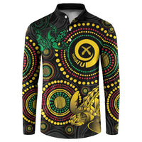Vanuatu Personalized Aboriginal Arts Button Sweatshirt Turtle and Iguana Special LT7 Colorful - Polynesian Pride