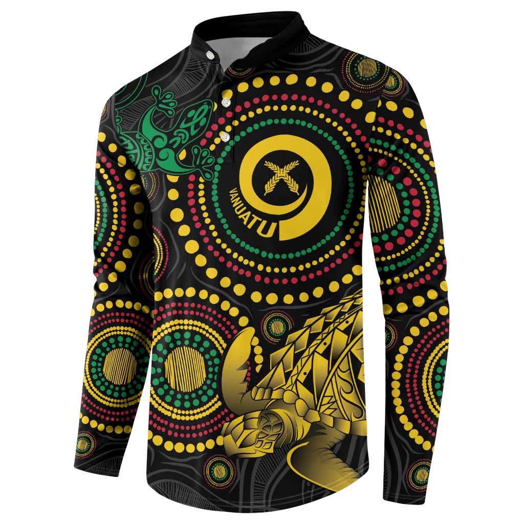 Vanuatu Personalized Aboriginal Arts Button Sweatshirt Turtle and Iguana Special LT7 - Polynesian Pride