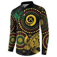 Vanuatu Personalized Aboriginal Arts Button Sweatshirt Turtle and Iguana Special LT7 - Polynesian Pride
