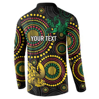 Vanuatu Personalized Aboriginal Arts Button Sweatshirt Turtle and Iguana Special LT7 - Polynesian Pride