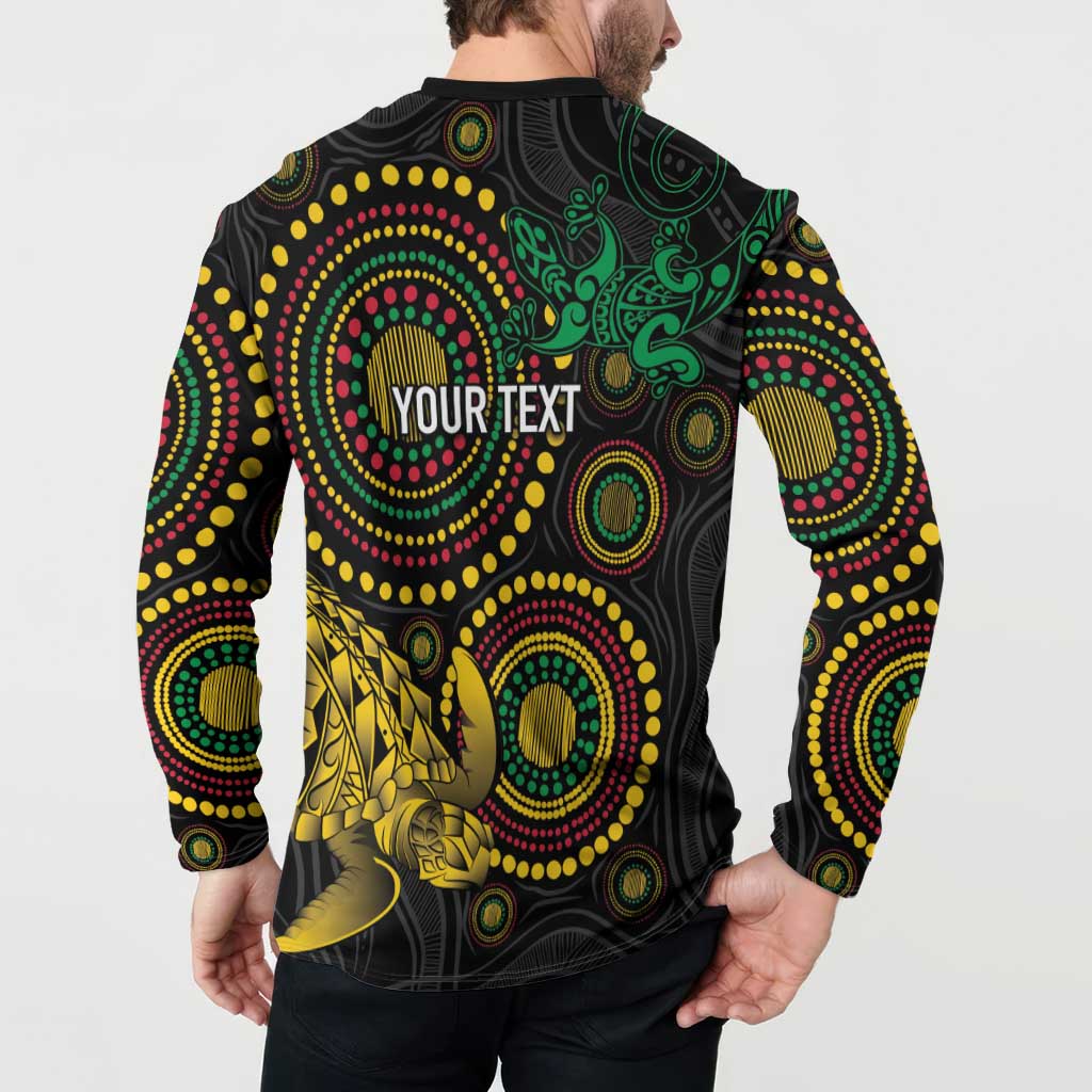 Vanuatu Personalized Aboriginal Arts Button Sweatshirt Turtle and Iguana Special LT7 - Polynesian Pride