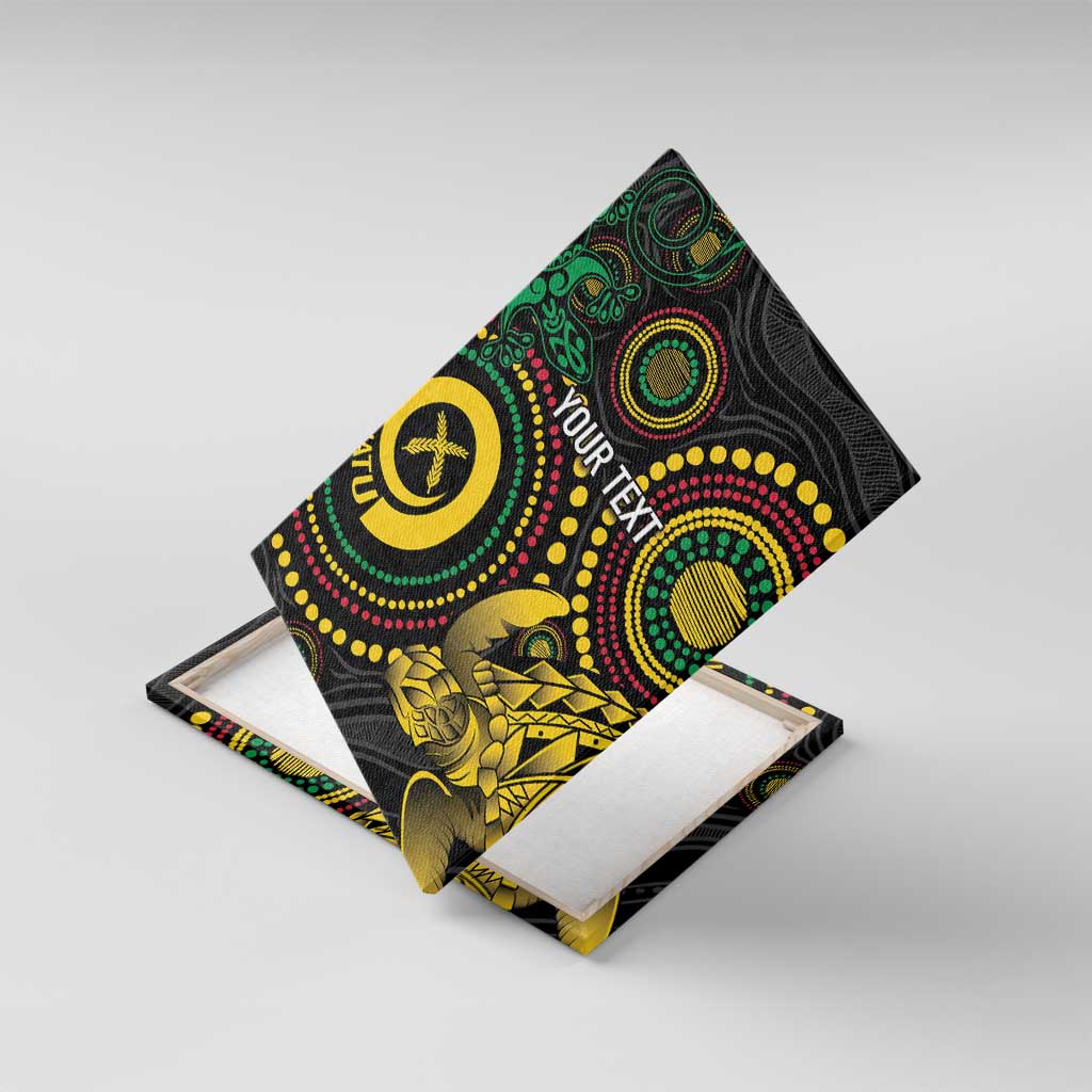 Vanuatu Personalized Aboriginal Arts Canvas Wall Art Turtle and Iguana Special LT7 With Frame Colorful - Polynesian Pride
