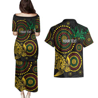 Vanuatu Personalized Aboriginal Arts Couples Matching Puletasi and Hawaiian Shirt Turtle and Iguana Special LT7 - Polynesian Pride