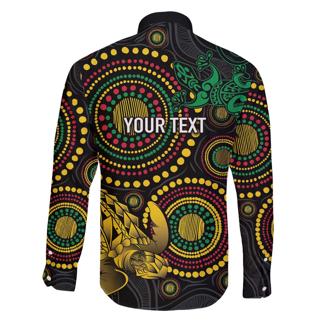 Vanuatu Personalized Aboriginal Arts Family Matching Puletasi and Hawaiian Shirt Turtle and Iguana Special LT7 - Polynesian Pride