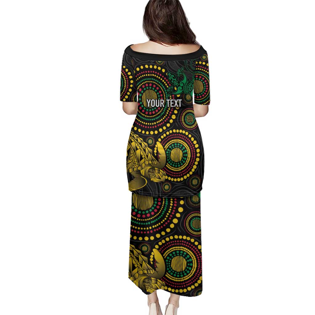 Vanuatu Personalized Aboriginal Arts Family Matching Puletasi and Hawaiian Shirt Turtle and Iguana Special LT7 - Polynesian Pride