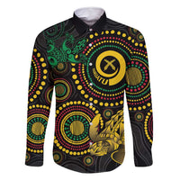 Vanuatu Personalized Aboriginal Arts Family Matching Tank Maxi Dress and Hawaiian Shirt Turtle and Iguana Special LT7 Dad's Shirt - Long Sleeve Colorful - Polynesian Pride