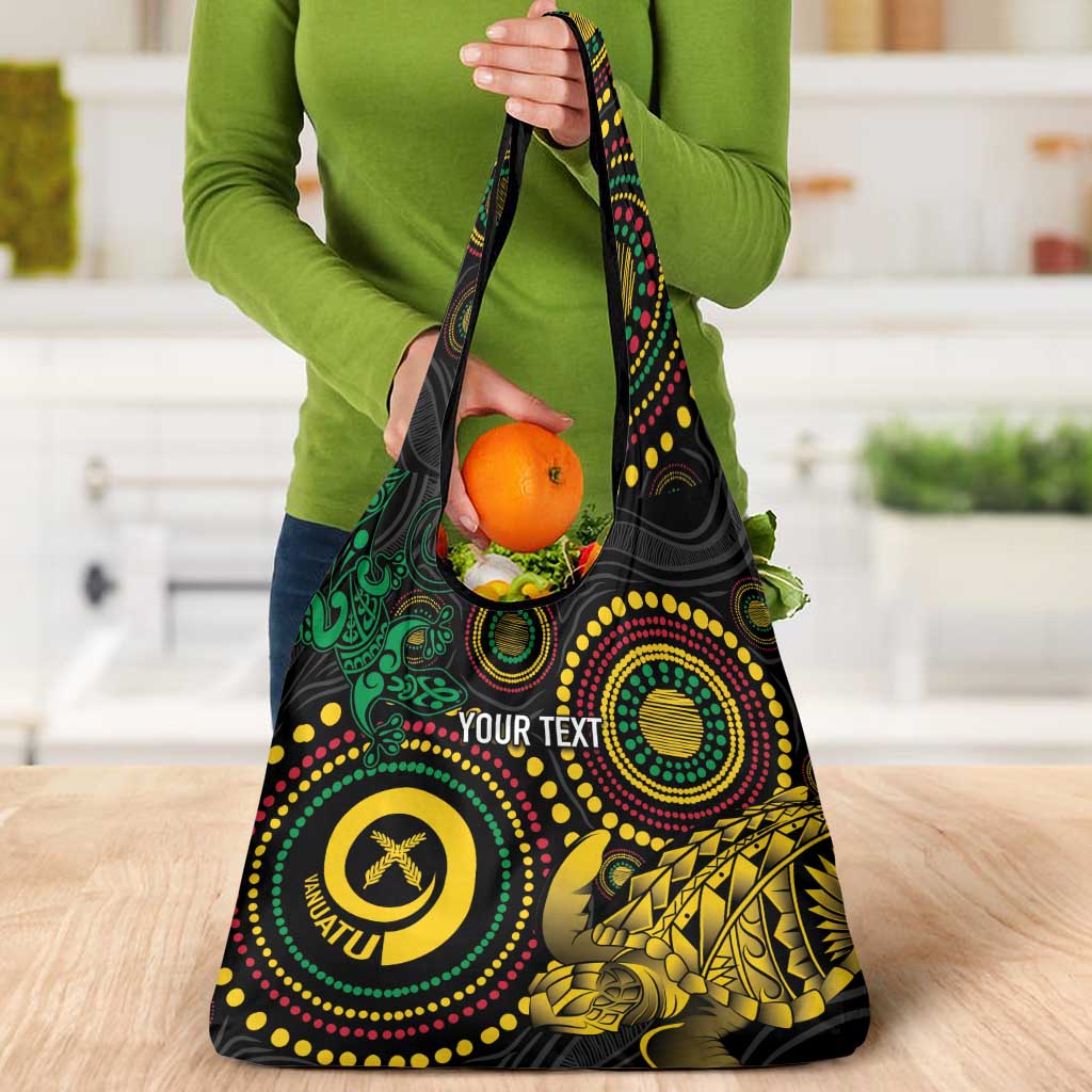 Vanuatu Personalized Aboriginal Arts Grocery Bag Turtle and Iguana Special - Polynesian Pride