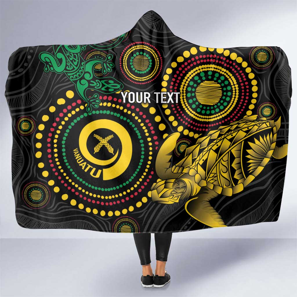 Vanuatu Personalized Aboriginal Arts Hooded Blanket Turtle and Iguana Special - Polynesian Pride