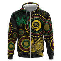 Vanuatu Personalized Aboriginal Arts Hoodie Turtle and Iguana Special - Polynesian Pride