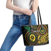 Vanuatu Personalized Aboriginal Arts Leather Tote Bag Turtle and Iguana Special - Polynesian Pride