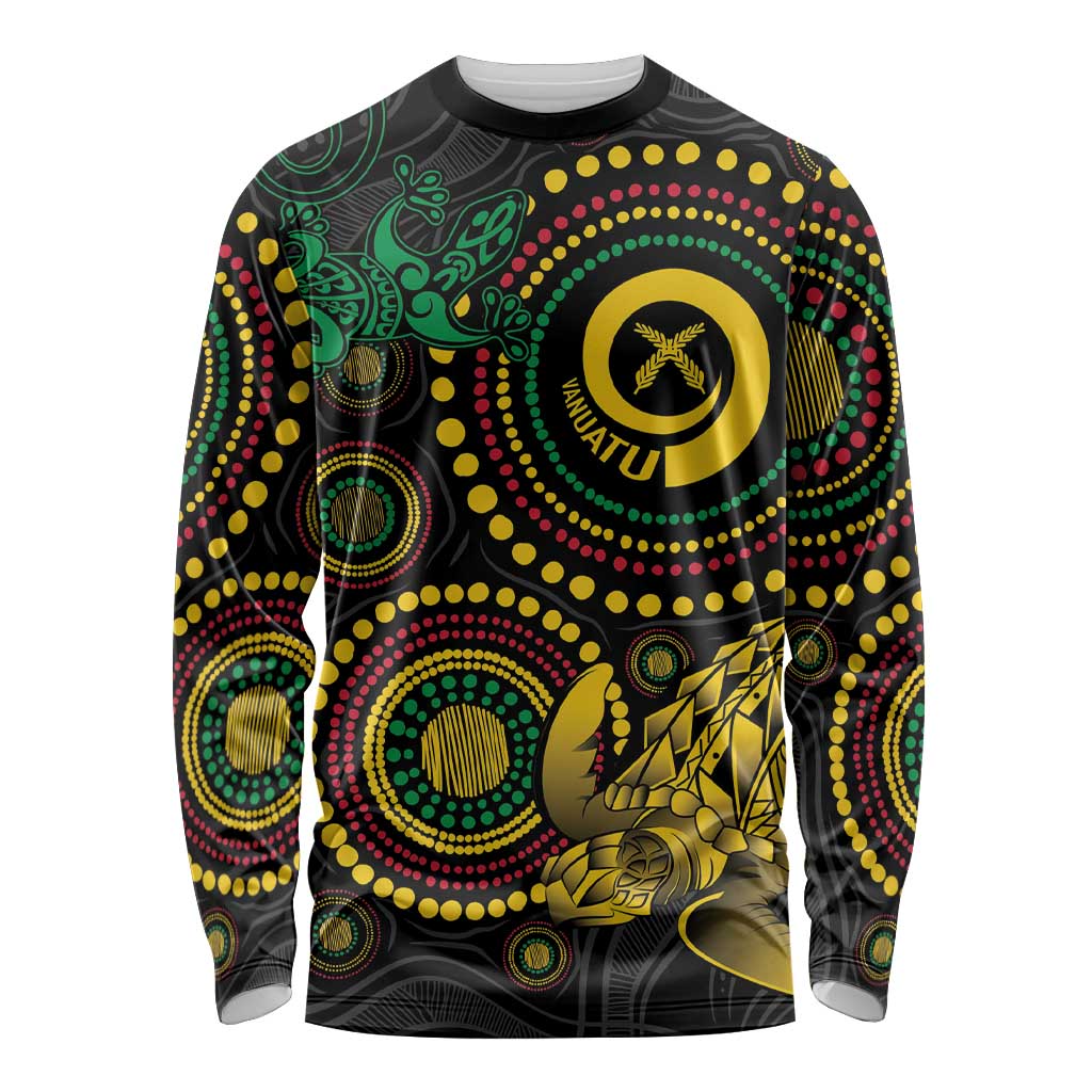 Vanuatu Personalized Aboriginal Arts Long Sleeve Shirt Turtle and Iguana Special LT7 Unisex Colorful - Polynesian Pride