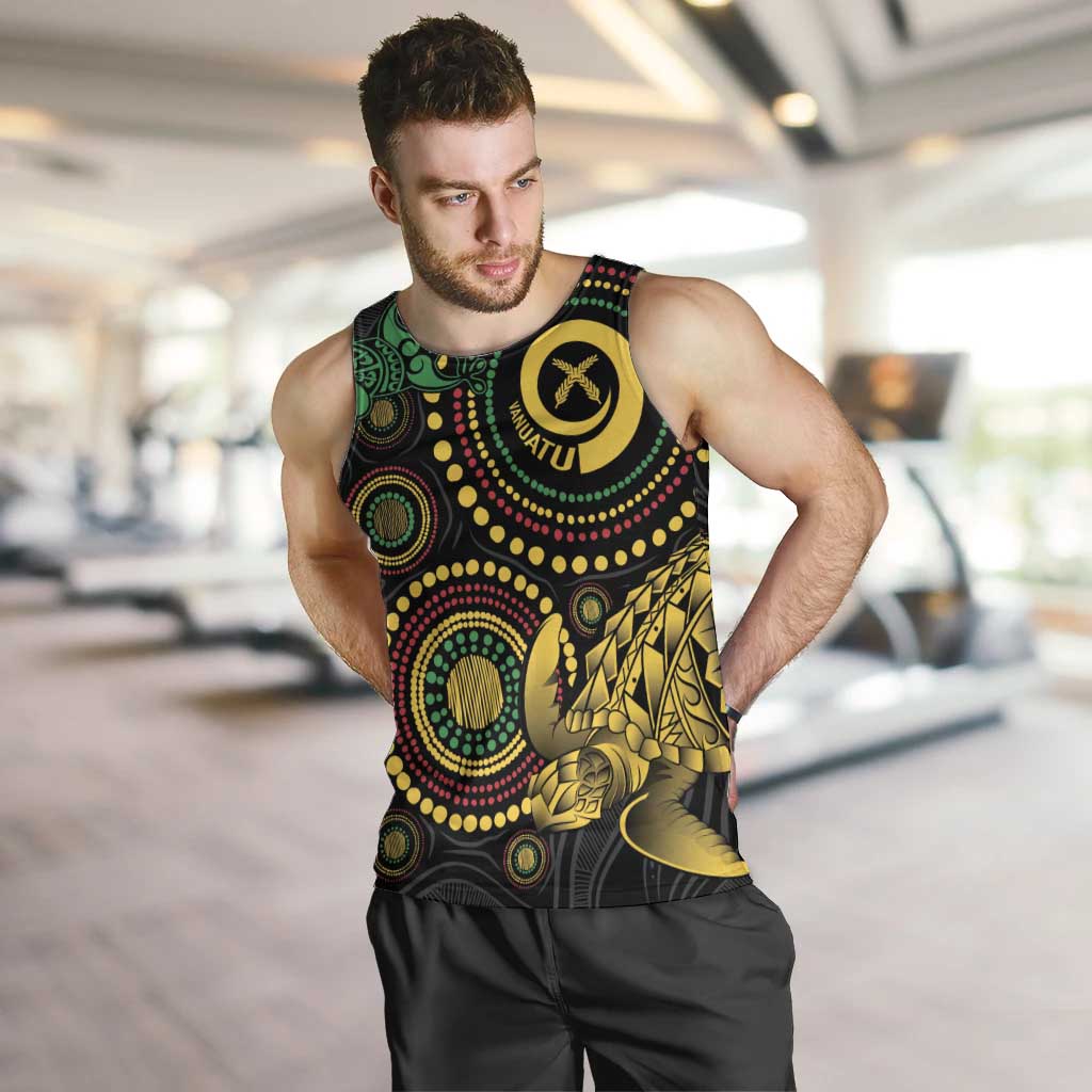 Vanuatu Personalized Aboriginal Arts Men Tank Top Turtle and Iguana Special LT7 Colorful - Polynesian Pride
