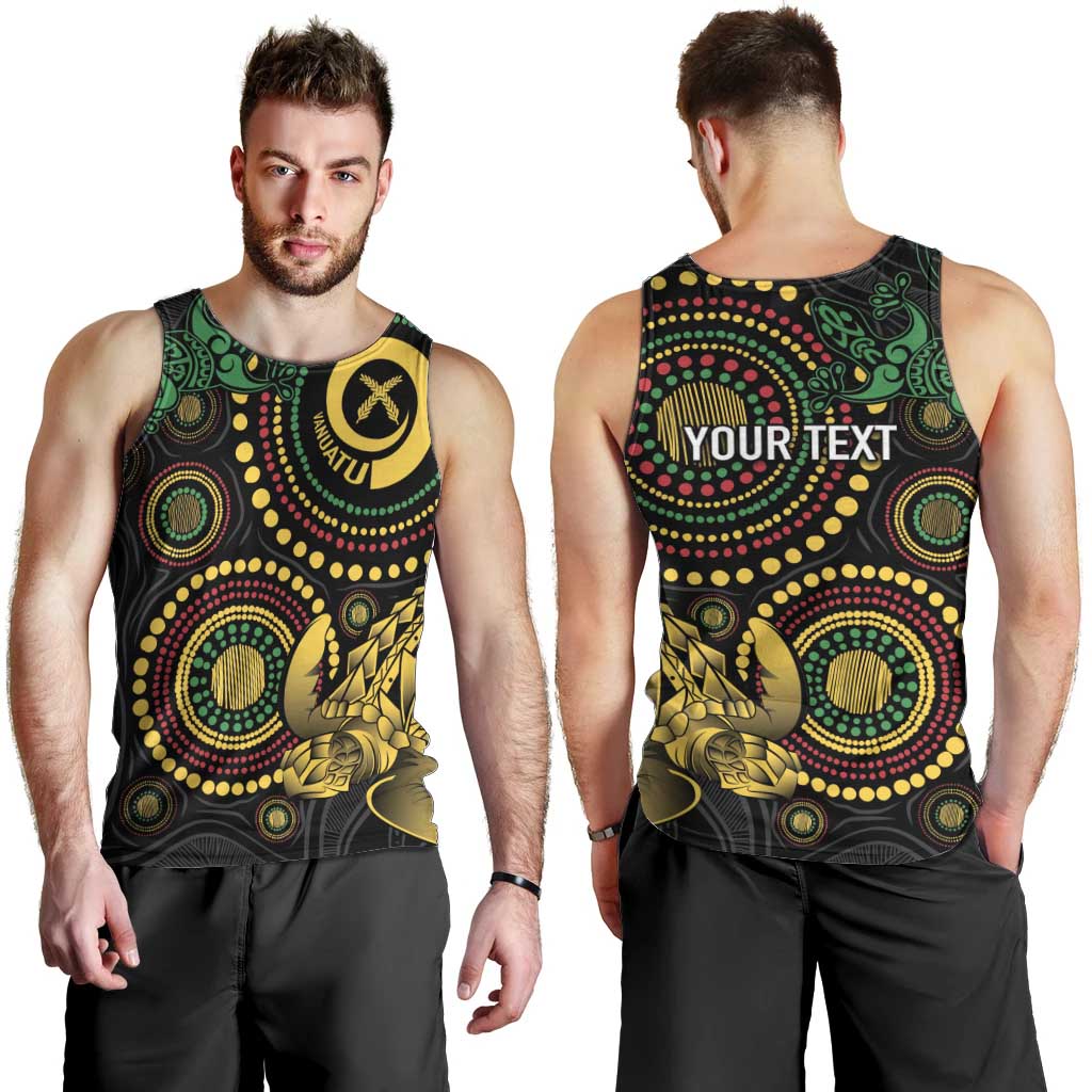 Vanuatu Personalized Aboriginal Arts Men Tank Top Turtle and Iguana Special LT7 - Polynesian Pride