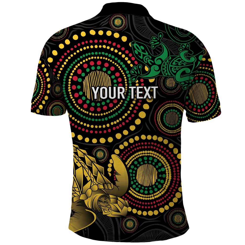Vanuatu Personalized Aboriginal Arts Polo Shirt Turtle and Iguana Special - Polynesian Pride