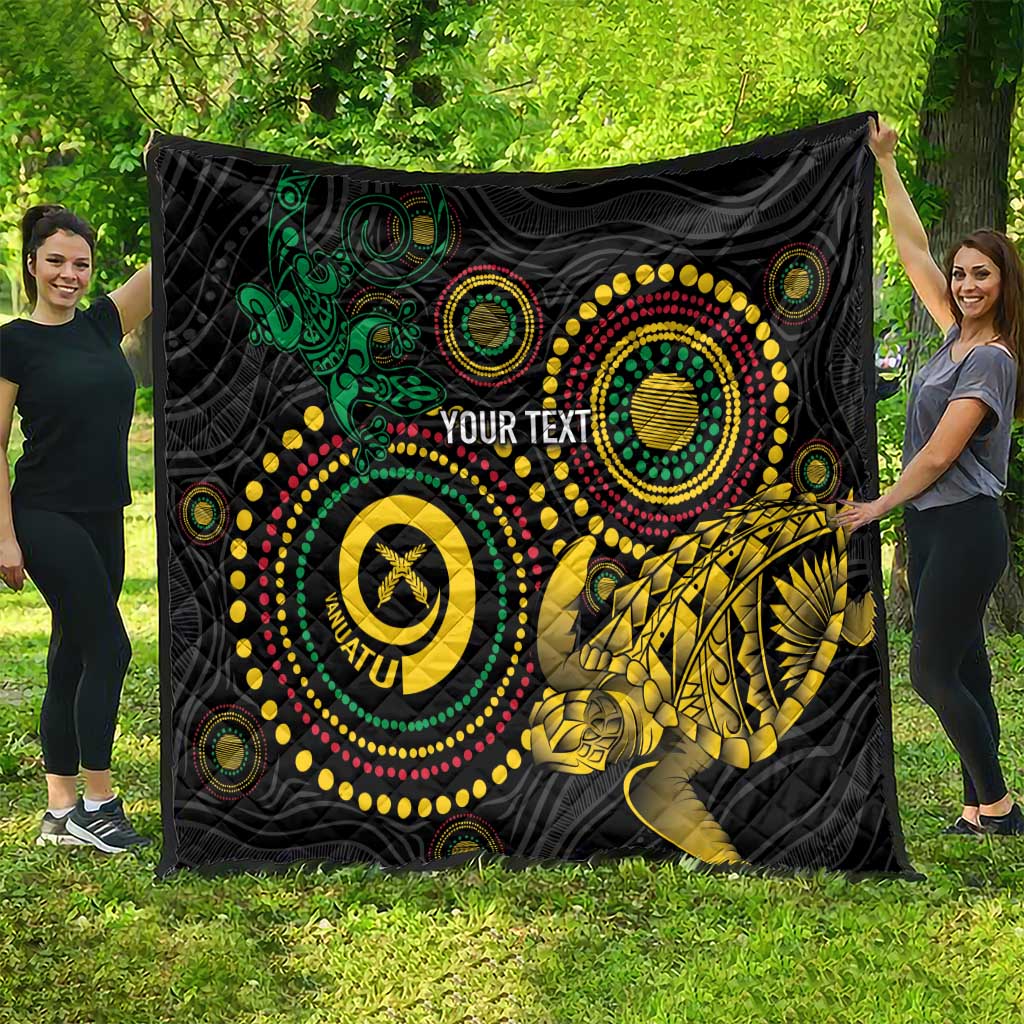 Vanuatu Personalized Aboriginal Arts Quilt Turtle and Iguana Special - Polynesian Pride