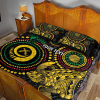 Vanuatu Personalized Aboriginal Arts Quilt Bed Set Turtle and Iguana Special - Polynesian Pride