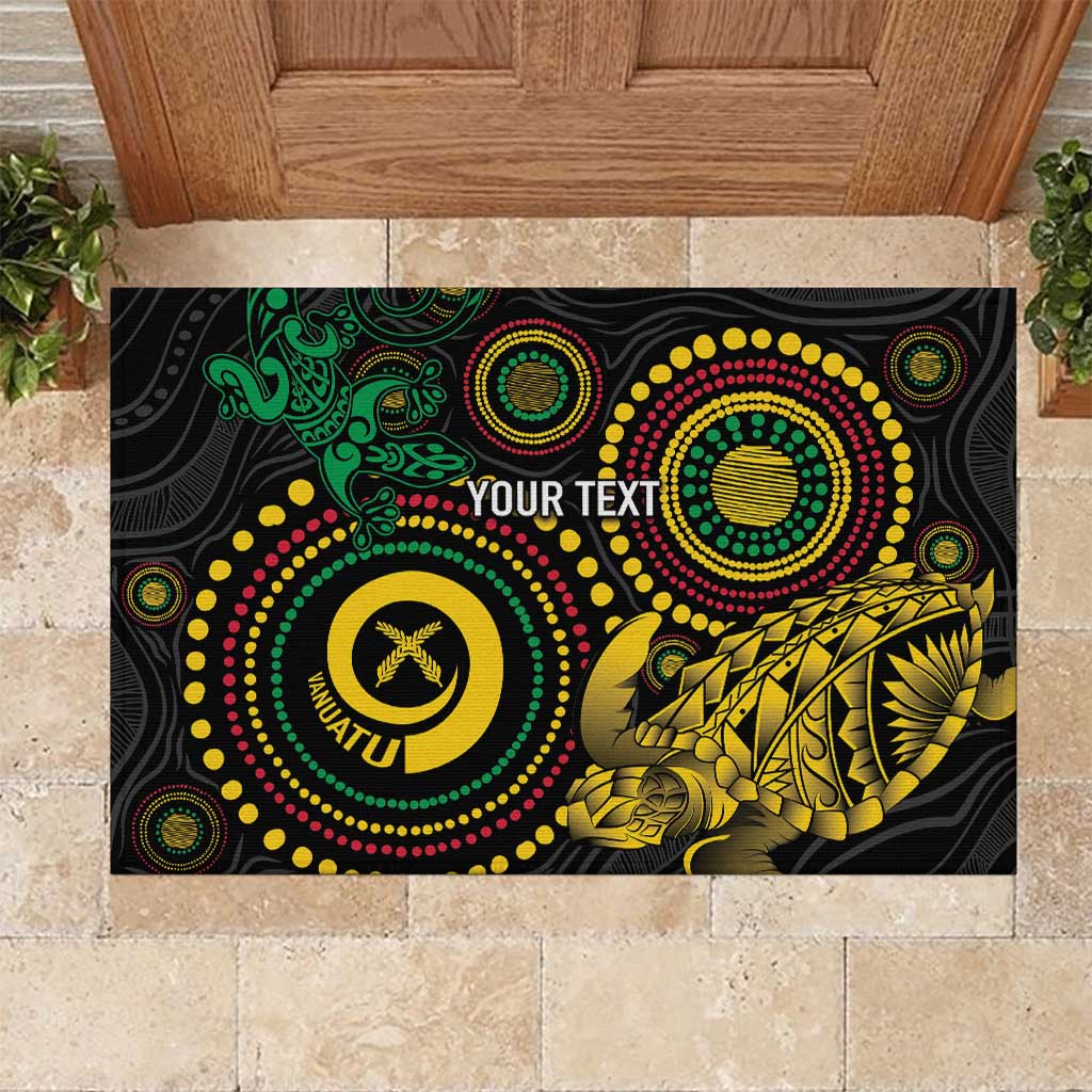 Vanuatu Personalized Aboriginal Arts Rubber Doormat Turtle and Iguana Special LT7 Colorful - Polynesian Pride