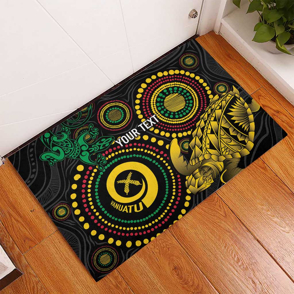 Vanuatu Personalized Aboriginal Arts Rubber Doormat Turtle and Iguana Special LT7 - Polynesian Pride