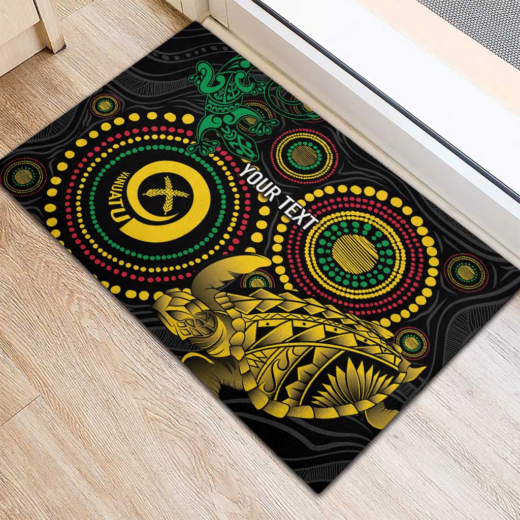 Vanuatu Personalized Aboriginal Arts Rubber Doormat Turtle and Iguana Special LT7 - Polynesian Pride