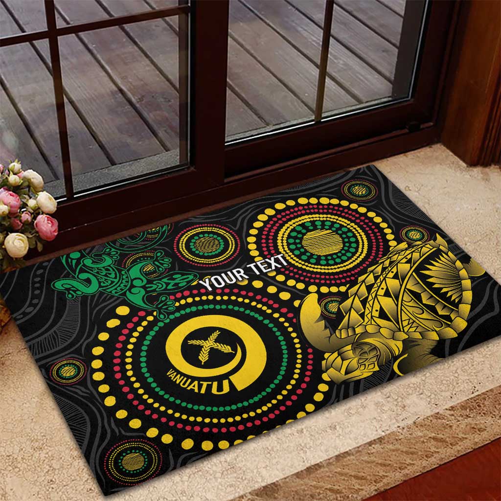 Vanuatu Personalized Aboriginal Arts Rubber Doormat Turtle and Iguana Special LT7 - Polynesian Pride
