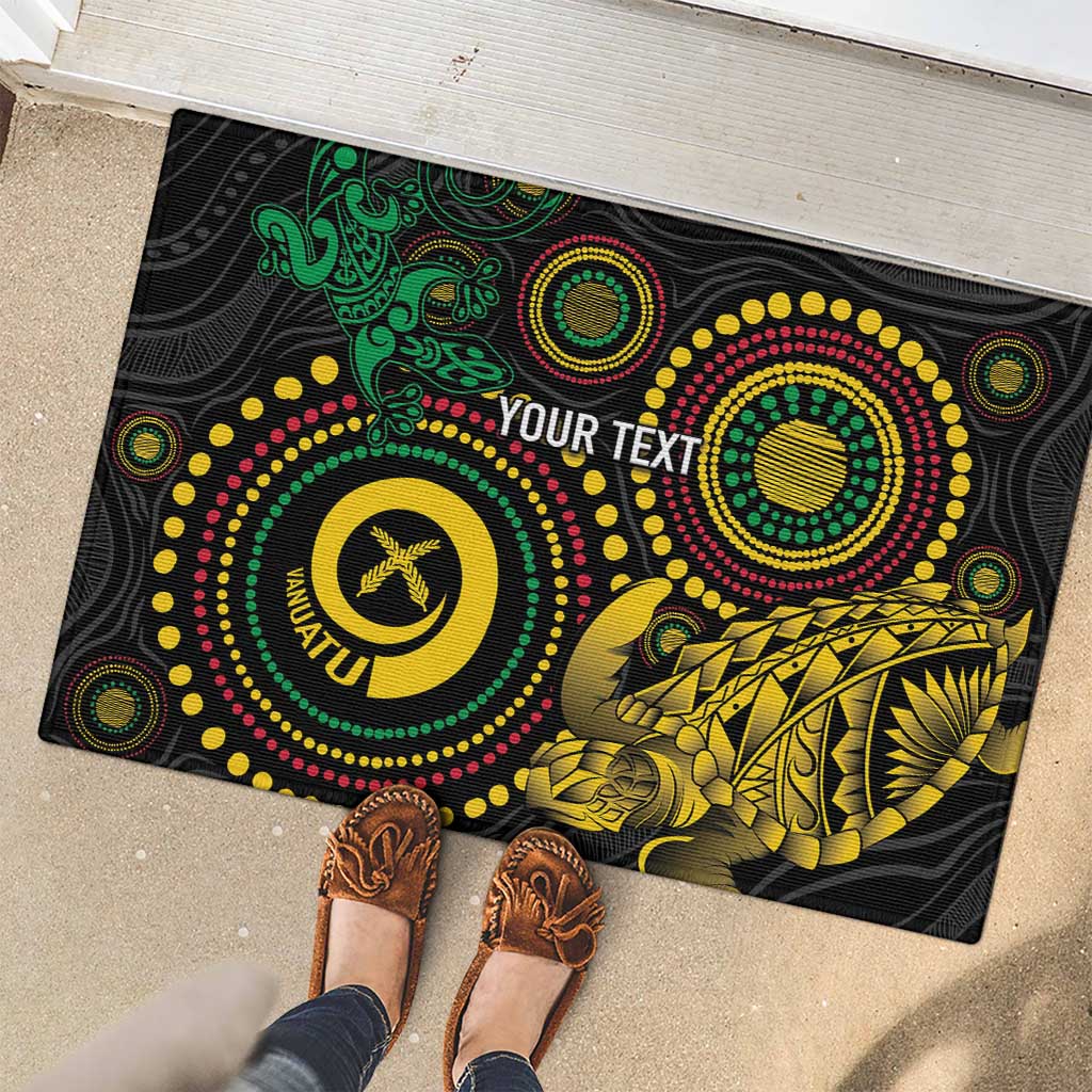 Vanuatu Personalized Aboriginal Arts Rubber Doormat Turtle and Iguana Special LT7 - Polynesian Pride