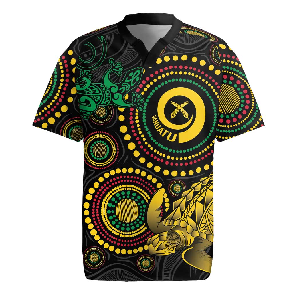 Vanuatu Personalized Aboriginal Arts Rugby Jersey Turtle and Iguana Special LT7 Colorful - Polynesian Pride