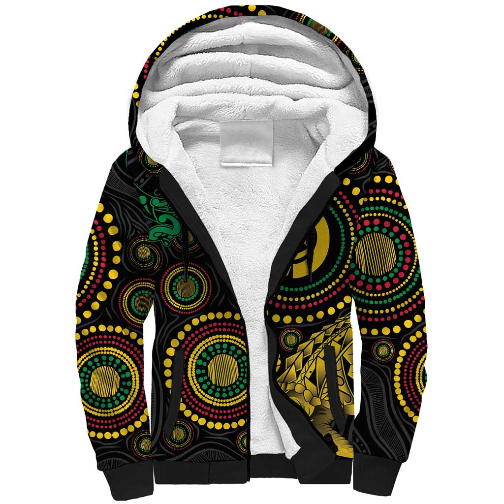 Vanuatu Personalized Aboriginal Arts Sherpa Hoodie Turtle and Iguana Special LT7 Unisex Colorful - Polynesian Pride