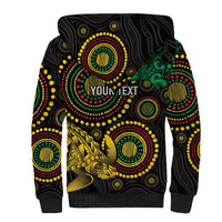 Vanuatu Personalized Aboriginal Arts Sherpa Hoodie Turtle and Iguana Special LT7 - Polynesian Pride