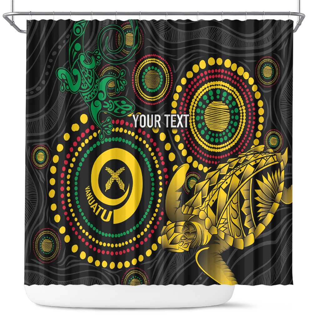 Vanuatu Personalized Aboriginal Arts Shower Curtain Turtle and Iguana Special - Polynesian Pride
