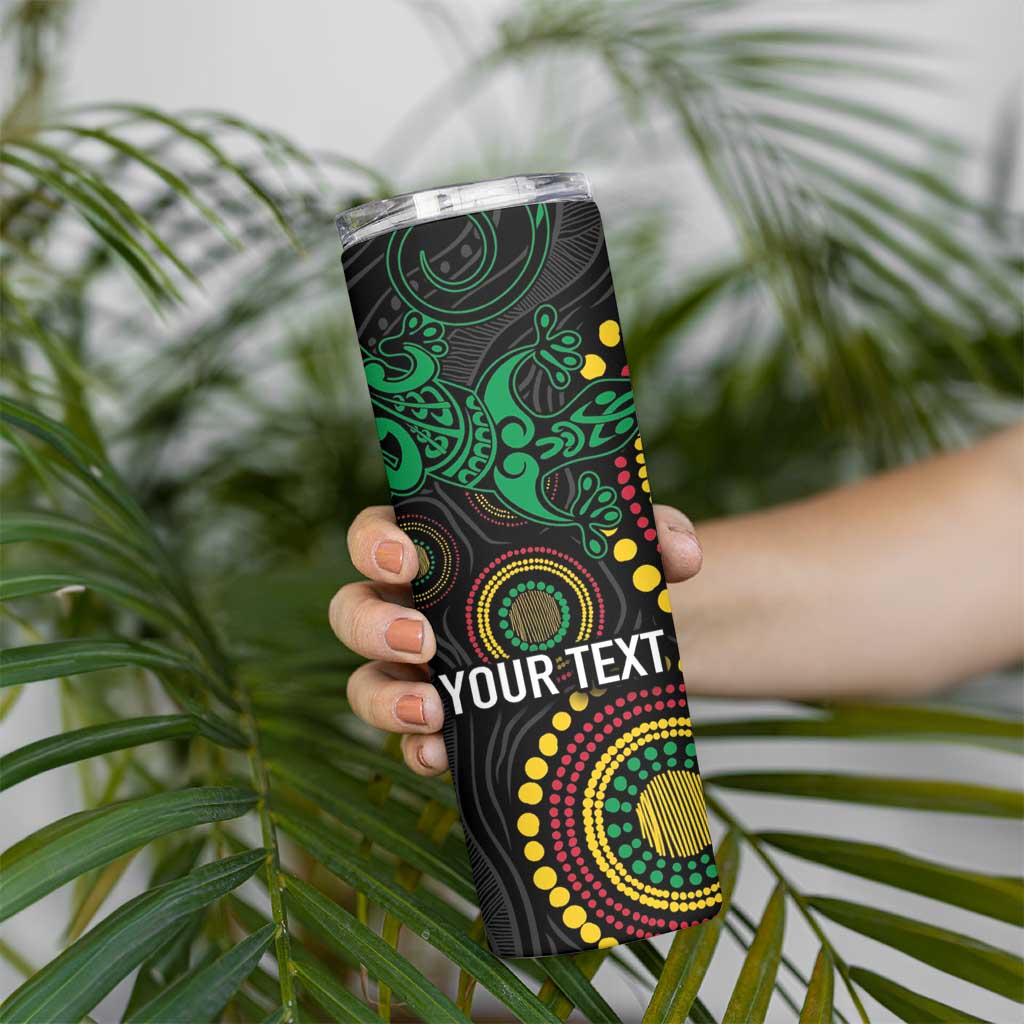 Vanuatu Personalized Aboriginal Arts Skinny Tumbler Turtle and Iguana Special - Polynesian Pride