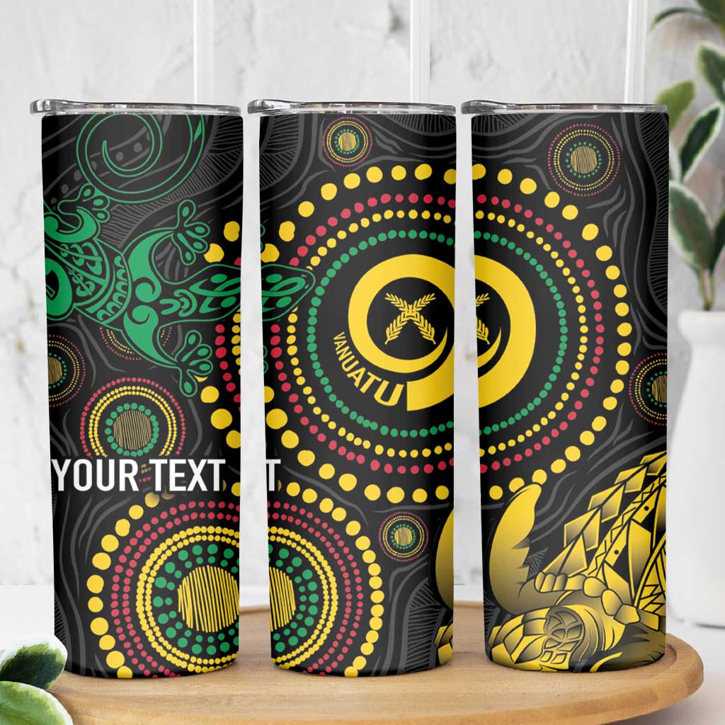 Vanuatu Personalized Aboriginal Arts Skinny Tumbler Turtle and Iguana Special - Polynesian Pride