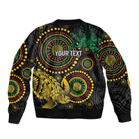Vanuatu Personalized Aboriginal Arts Sleeve Zip Bomber Jacket Turtle and Iguana Special - Polynesian Pride