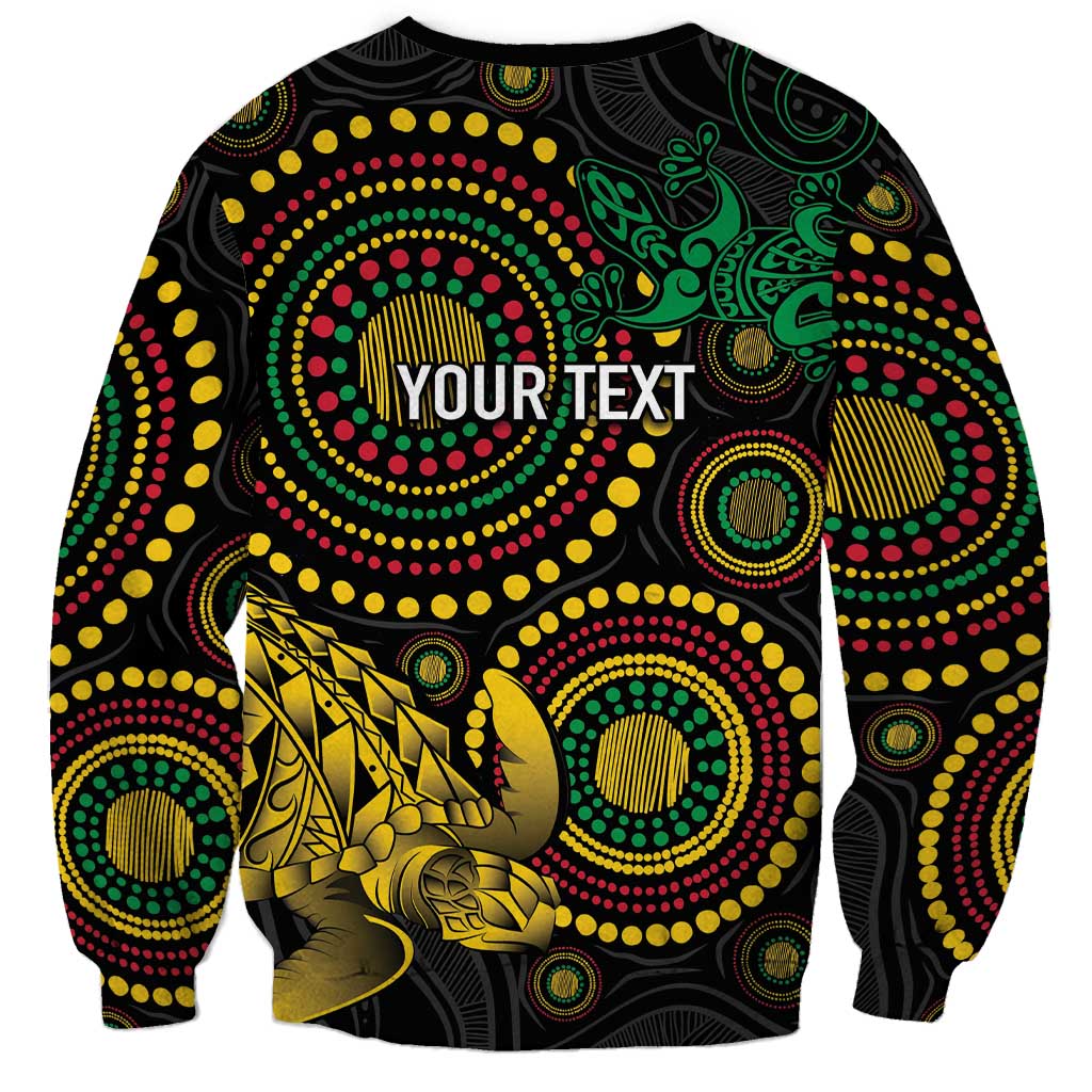 Vanuatu Personalized Aboriginal Arts Sweatshirt Turtle and Iguana Special LT7 - Polynesian Pride