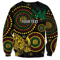 Vanuatu Personalized Aboriginal Arts Sweatshirt Turtle and Iguana Special LT7 - Polynesian Pride