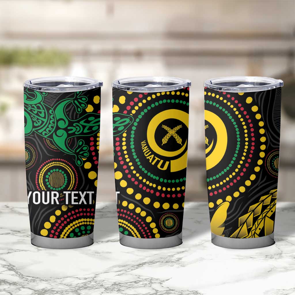 Vanuatu Personalized Aboriginal Arts Tumbler Cup Turtle and Iguana Special - Polynesian Pride