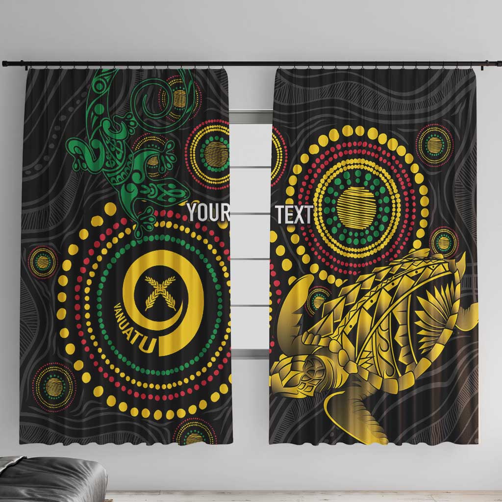 Vanuatu Personalized Aboriginal Arts Window Curtain Turtle and Iguana Special - Polynesian Pride