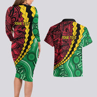 Vanuatu Personalized Tribal Couples Matching Long Sleeve Bodycon Dress and Hawaiian Shirt Aboriginal Inspired Mix Style LT7 - Polynesian Pride