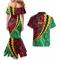 Vanuatu Personalized Tribal Couples Matching Mermaid Dress and Hawaiian Shirt Aboriginal Inspired Mix Style LT7 - Polynesian Pride
